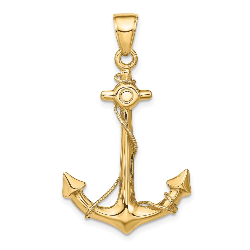 14k Yellow Gold Large Anchor with Rope Pendant, Item P9353 by The Black Bow Jewelry Co.
