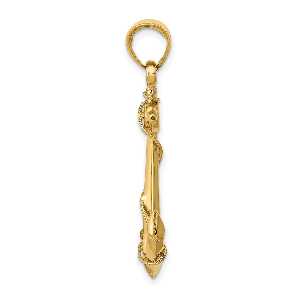 Alternate view of the 14k Yellow Gold Large Anchor with Rope Pendant by The Black Bow Jewelry Co.