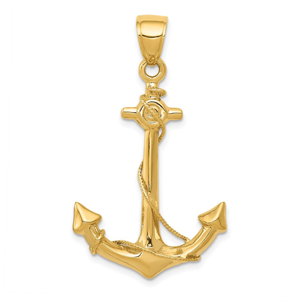 Alternate view of the 14k Yellow Gold Large Anchor with Rope Pendant by The Black Bow Jewelry Co.
