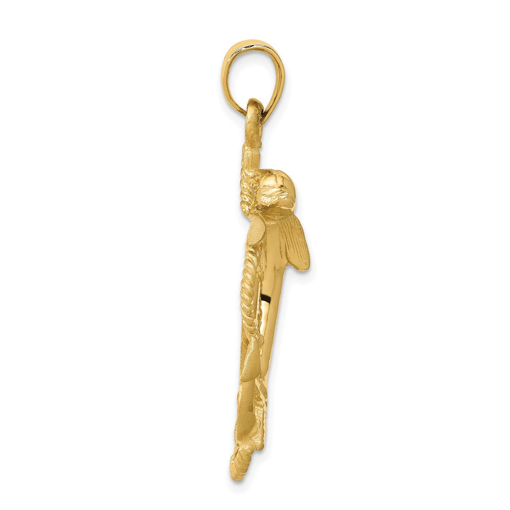 Alternate view of the 14k Yellow Gold Large Anchor with Dolphin Pendant by The Black Bow Jewelry Co.