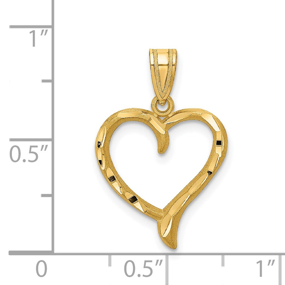 Alternate view of the 14k Yellow Gold Diamond Cut Ribbon Heart Pendant by The Black Bow Jewelry Co.