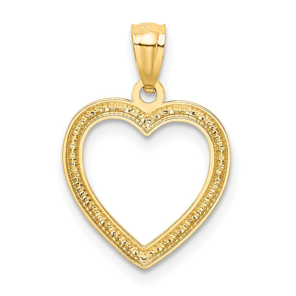 Alternate view of the 14k Yellow Gold and White Rhodium Half Diamond Cut Heart Pendant by The Black Bow Jewelry Co.