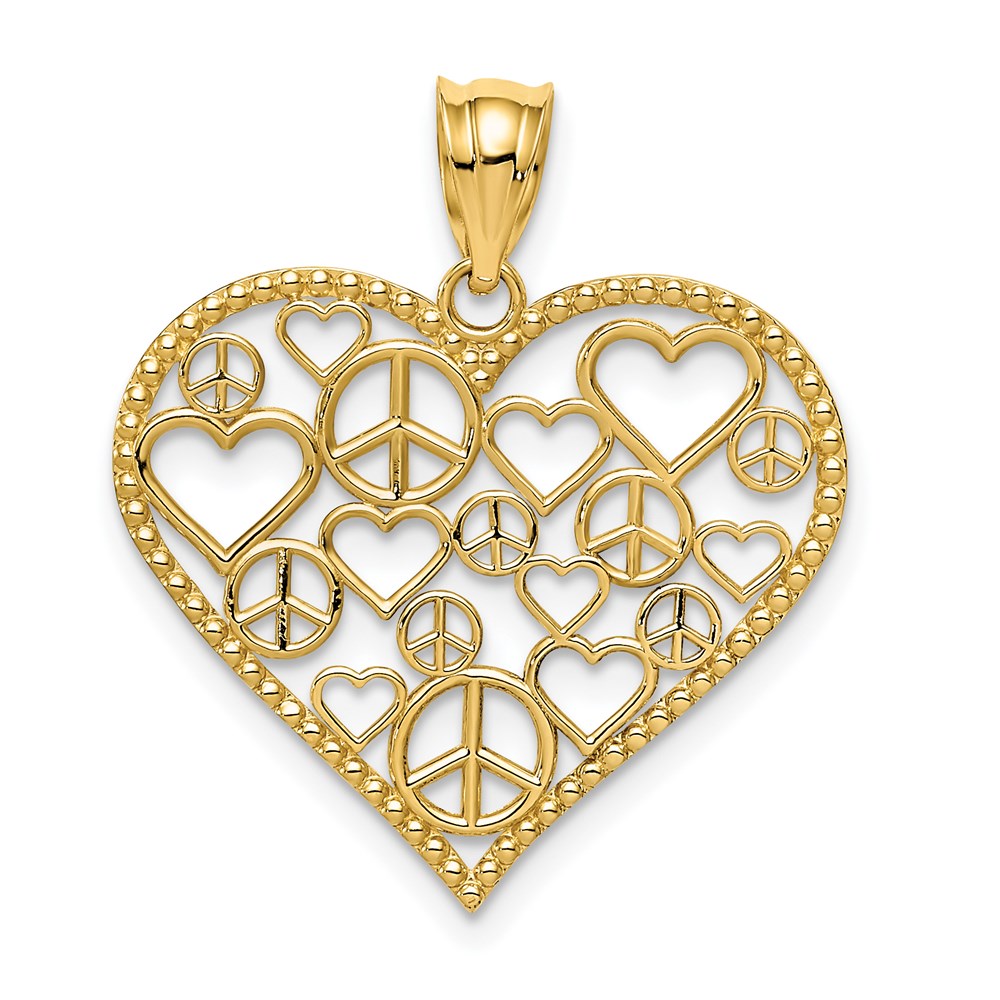 14k Yellow Gold Harmony Heart Pendant, 22mm, Item P9400 by The Black Bow Jewelry Co.