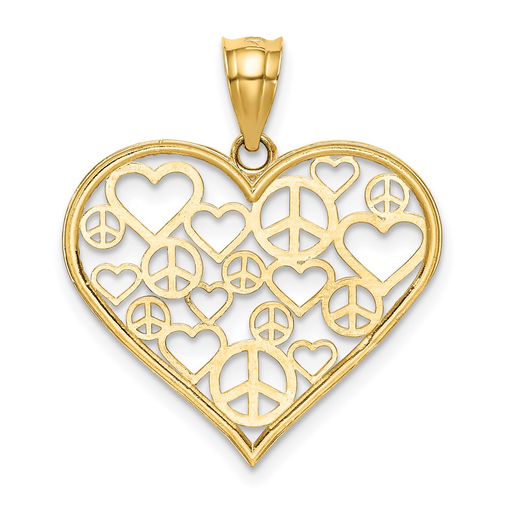 Alternate view of the 14k Yellow Gold Harmony Heart Pendant, 22mm by The Black Bow Jewelry Co.