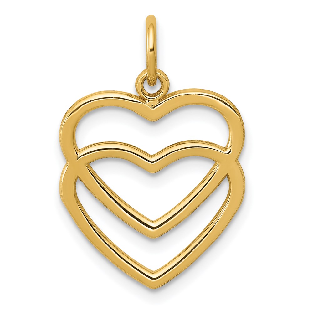 14k Yellow Gold Double Open Heart Charm, Item P9434 by The Black Bow Jewelry Co.