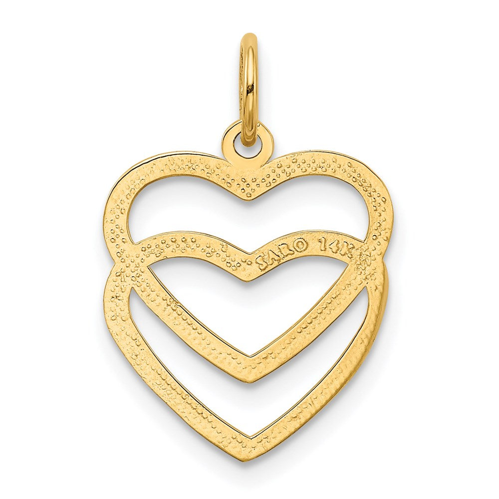 Alternate view of the 14k Yellow Gold Double Open Heart Charm by The Black Bow Jewelry Co.