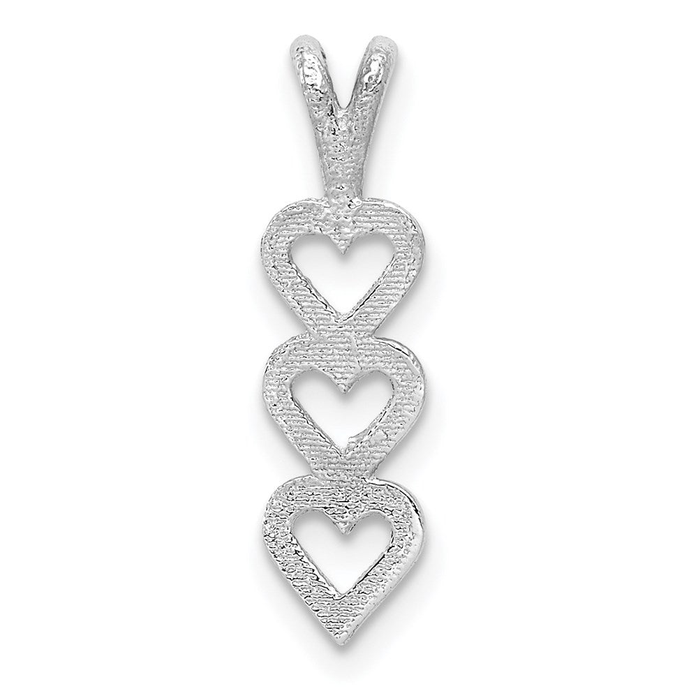 14k White Gold Stacked Triple Heart Pendant, Item P9437 by The Black Bow Jewelry Co.