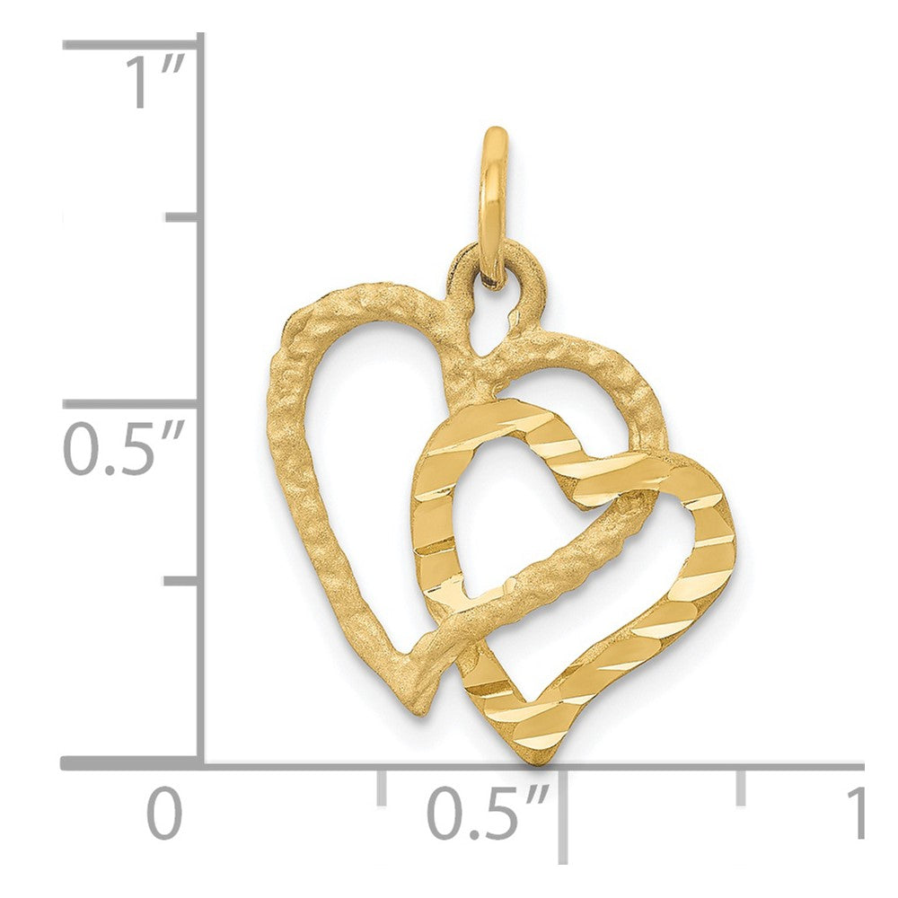 Alternate view of the 14k Yellow Gold Double Textured Heart Charm by The Black Bow Jewelry Co.