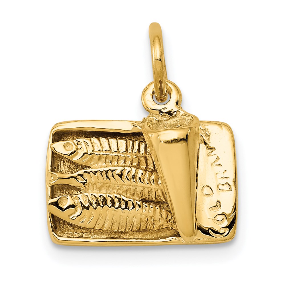 14k Yellow Gold Sardine Can Charm, 15mm, Item P9449 by The Black Bow Jewelry Co.