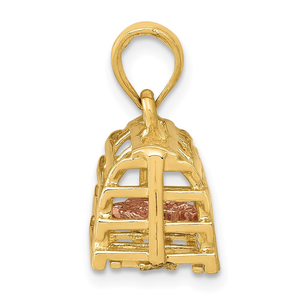 Alternate view of the 14k Two Tone Gold Large 3D Lobster Trap Pendant by The Black Bow Jewelry Co.