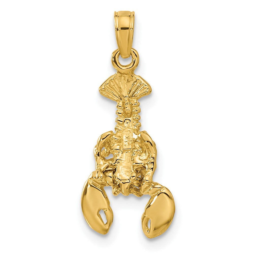 Alternate view of the 14k Yellow Gold Polished Lobster Pendant by The Black Bow Jewelry Co.