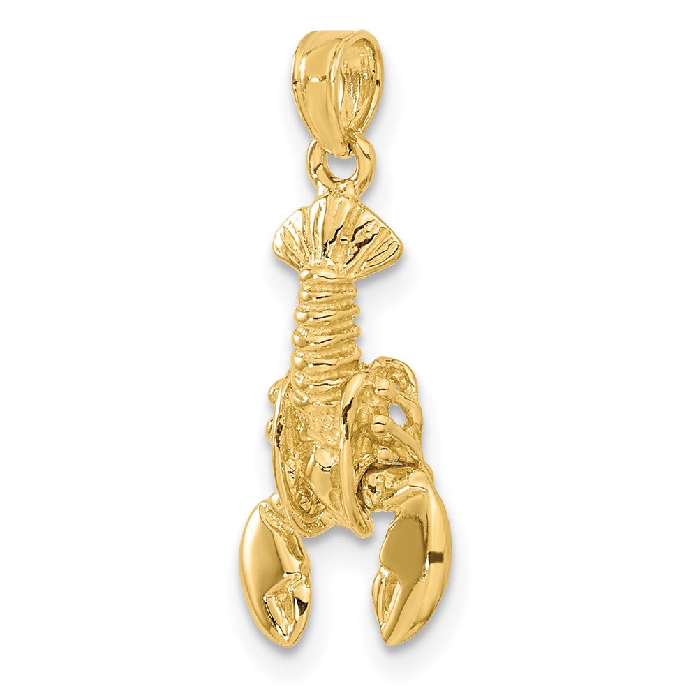 Alternate view of the 14k Yellow Gold Polished Lobster Pendant by The Black Bow Jewelry Co.