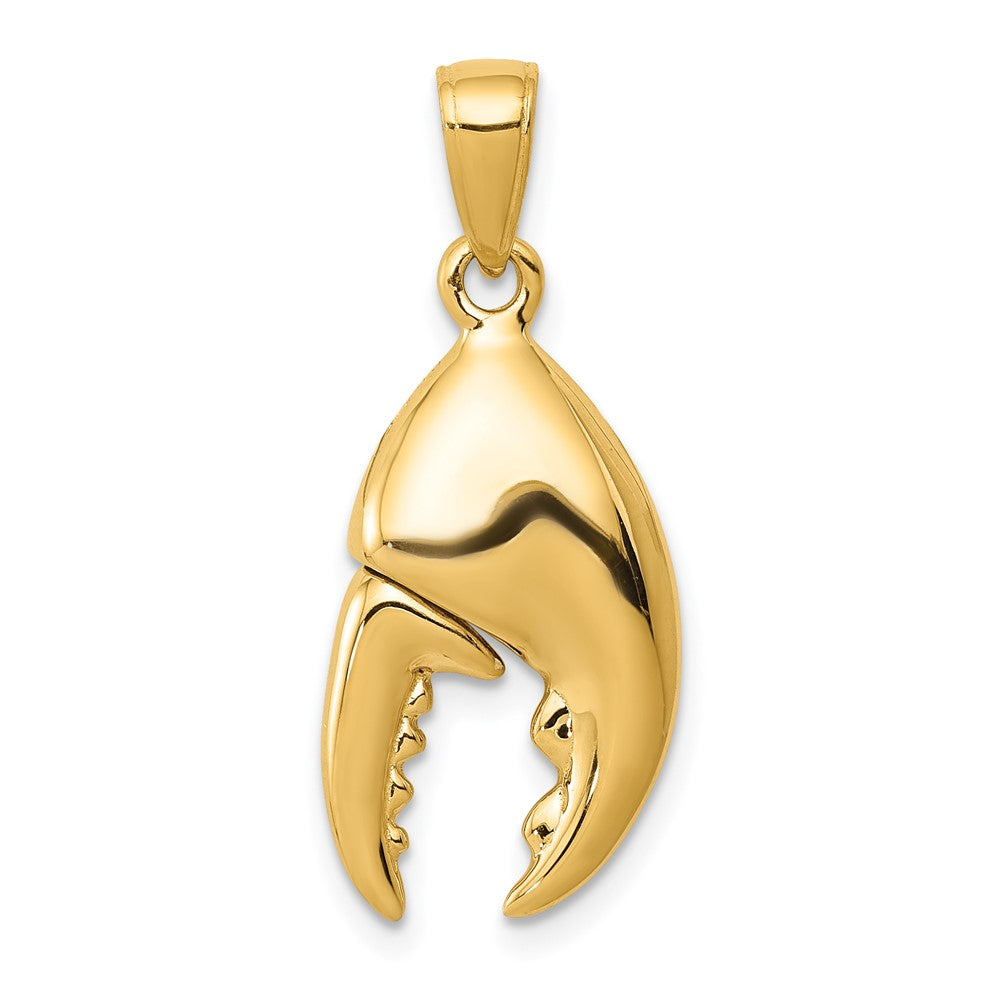 14k Yellow Gold 3D Moveable Stone Crab Claw Pendant, Item P9461 by The Black Bow Jewelry Co.