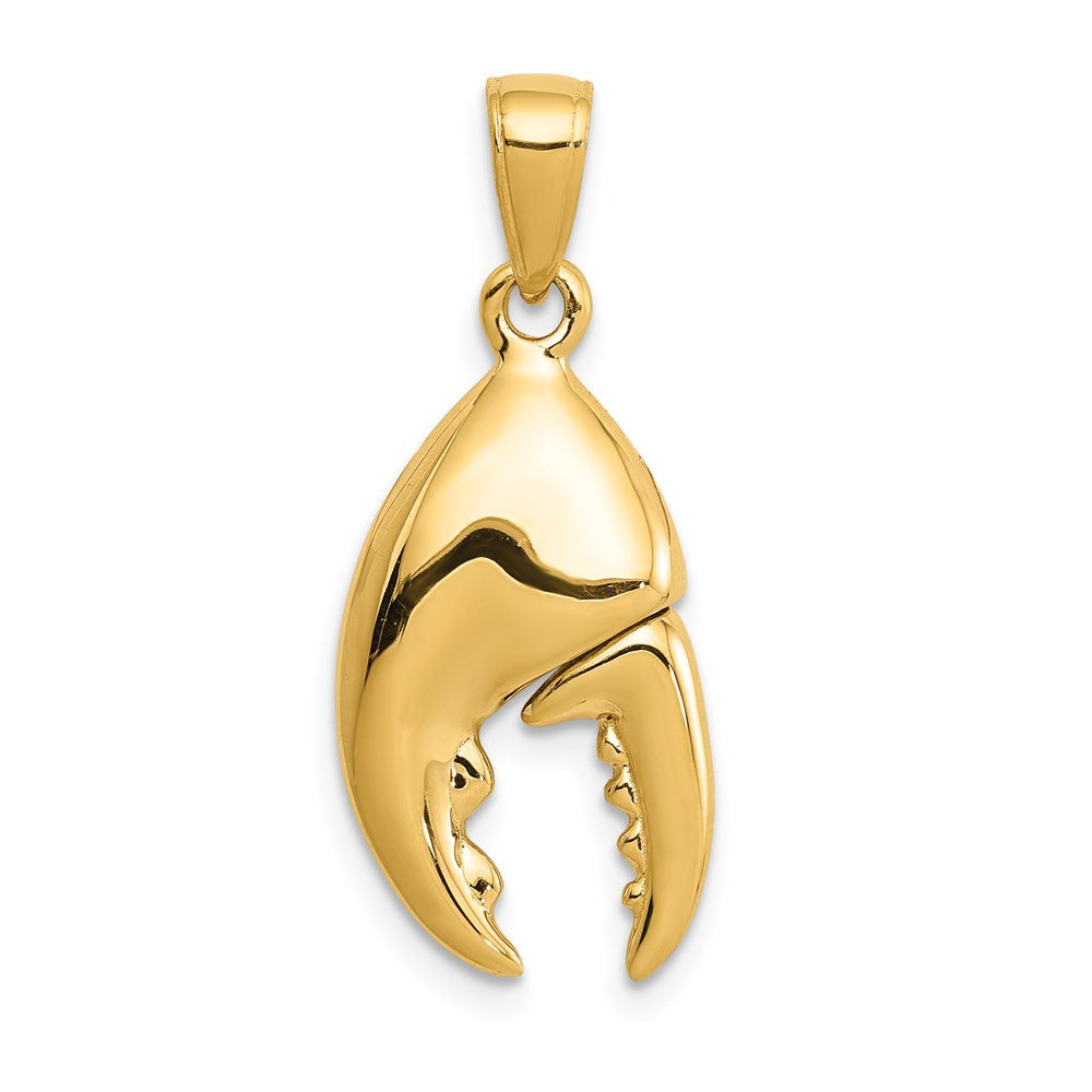 Alternate view of the 14k Yellow Gold 3D Moveable Stone Crab Claw Pendant by The Black Bow Jewelry Co.