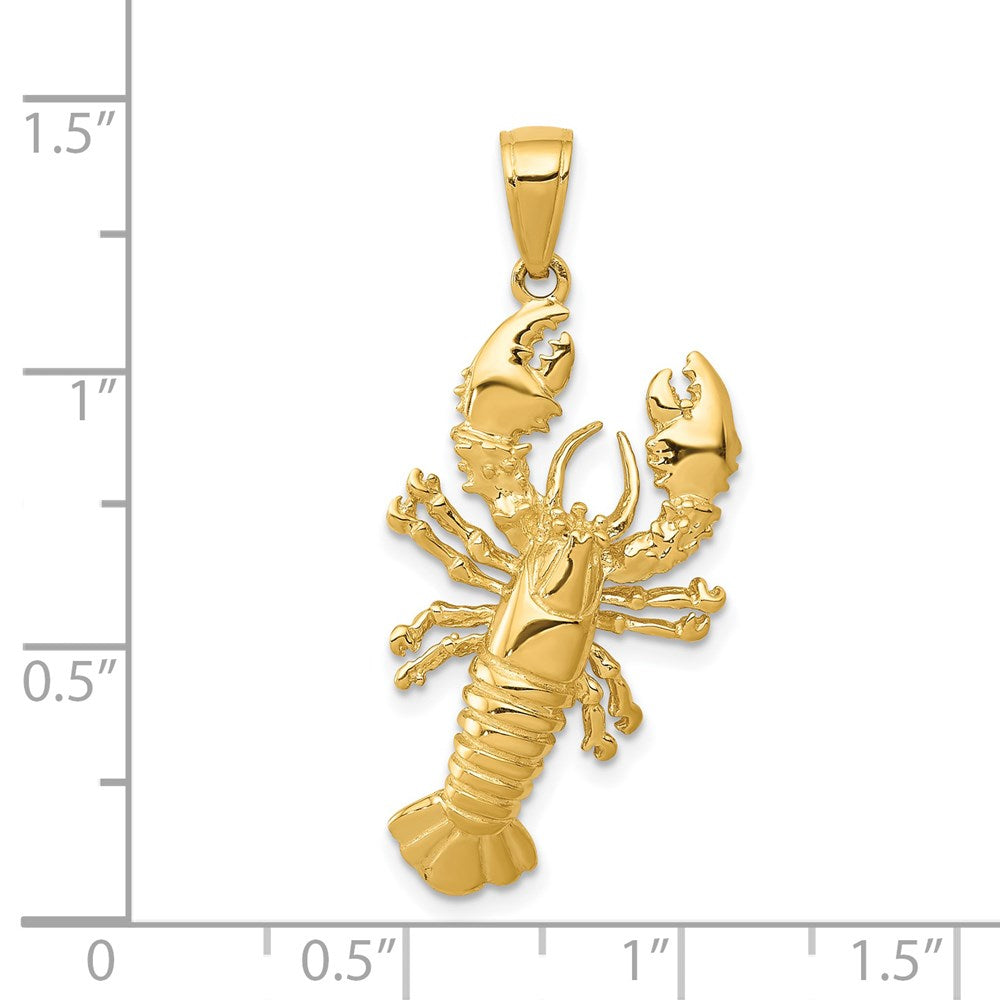 Alternate view of the 14k Yellow Gold Large Lobster Pendant by The Black Bow Jewelry Co.