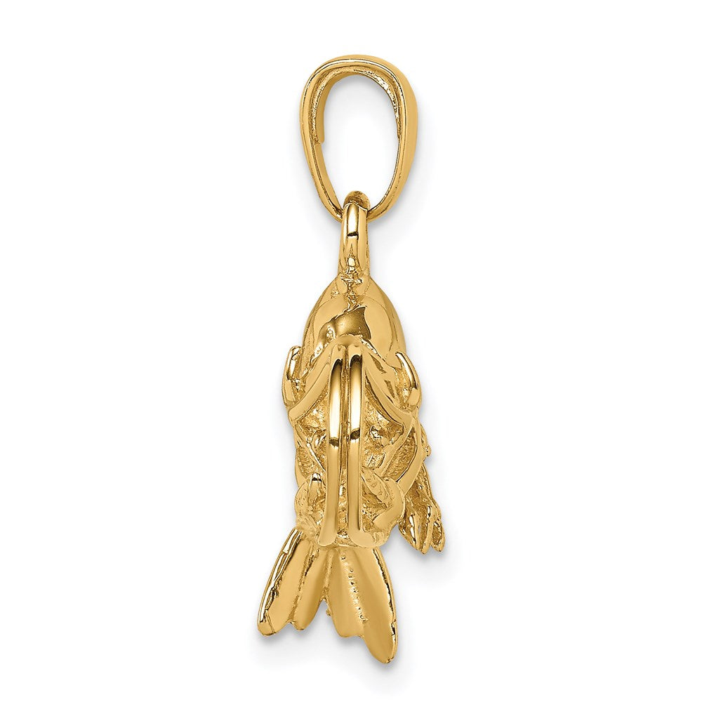 Alternate view of the 14k Yellow Gold 3 Dimensional Shrimp Pendant by The Black Bow Jewelry Co.