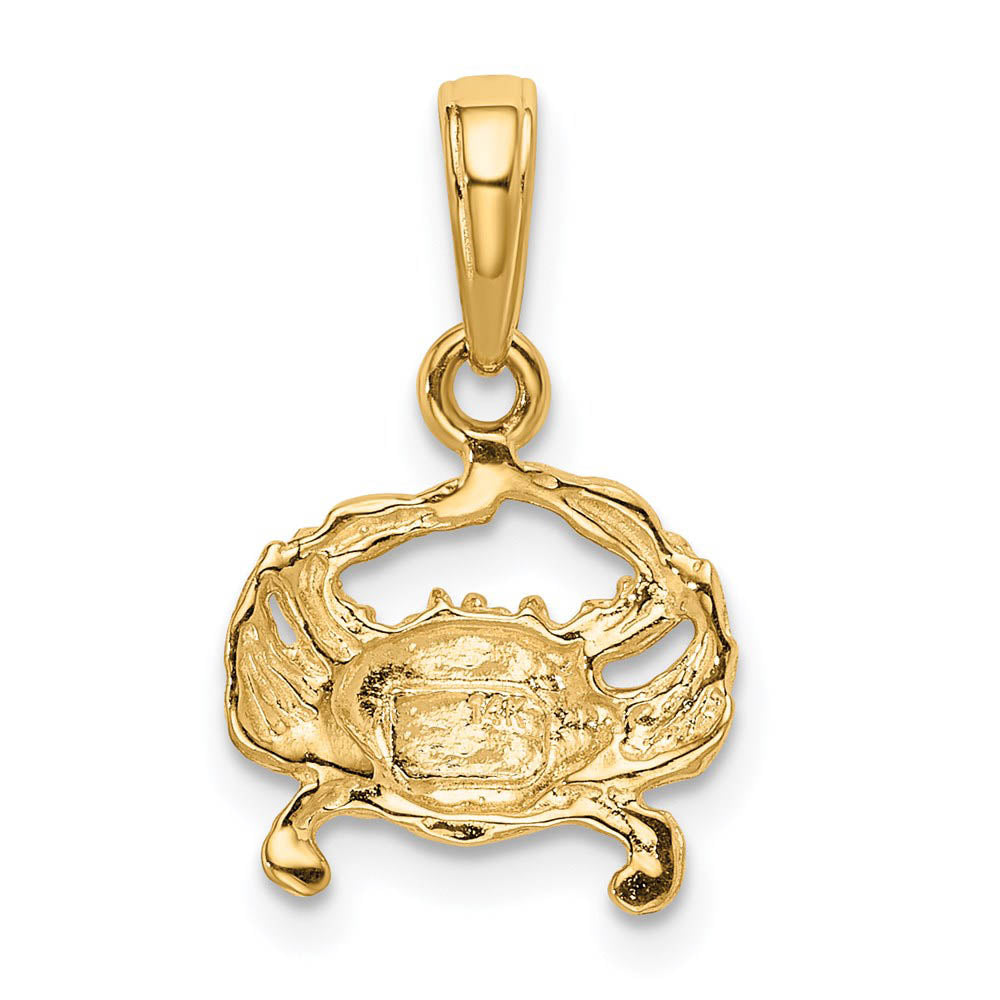 Alternate view of the 14k Yellow Gold Crab Pendant, 12mm by The Black Bow Jewelry Co.