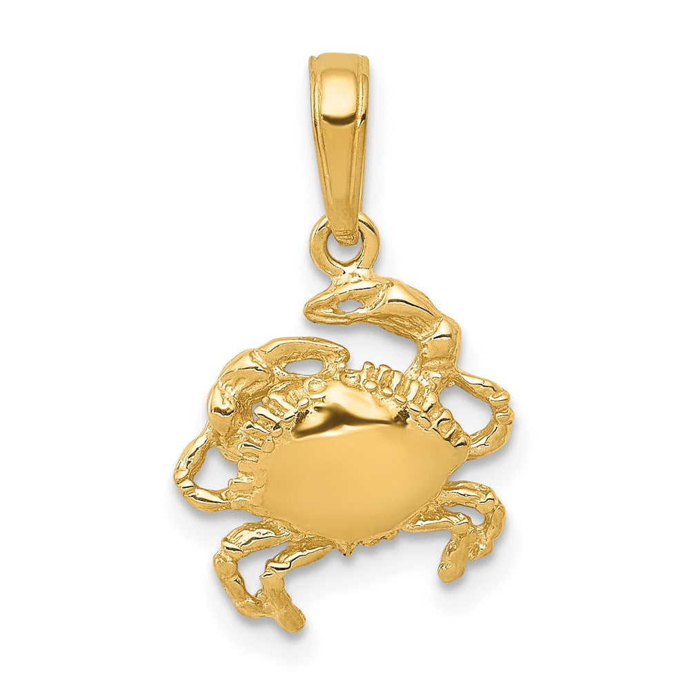 14k Yellow Gold Crab Pendant, 12 x 19mm, Item P9465 by The Black Bow Jewelry Co.