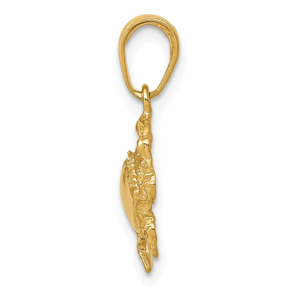 Alternate view of the 14k Yellow Gold Crab Pendant, 12 x 19mm by The Black Bow Jewelry Co.