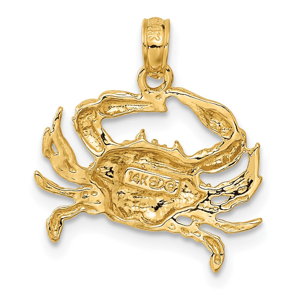 Alternate view of the 14k Yellow Gold 2D Blue Crab Pendant by The Black Bow Jewelry Co.