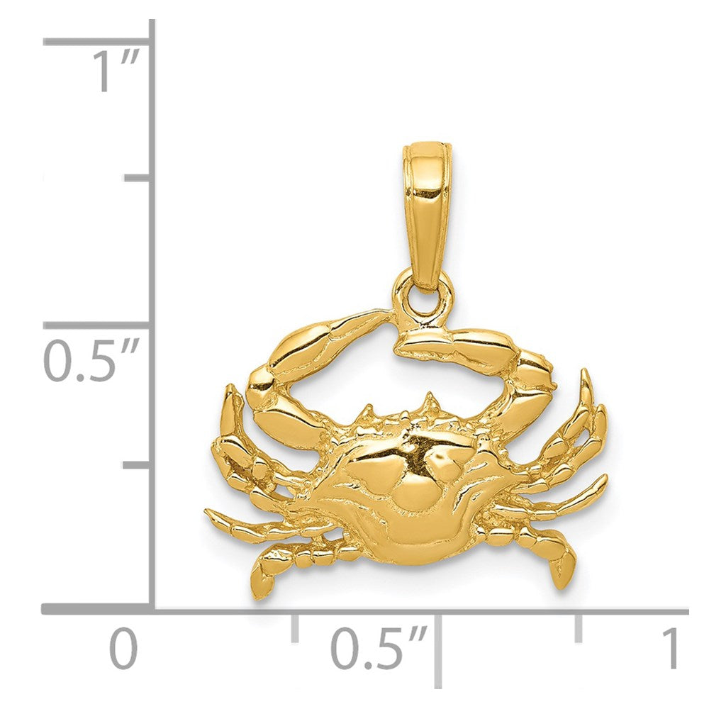 Alternate view of the 14k Yellow Gold 2D Blue Crab Pendant by The Black Bow Jewelry Co.