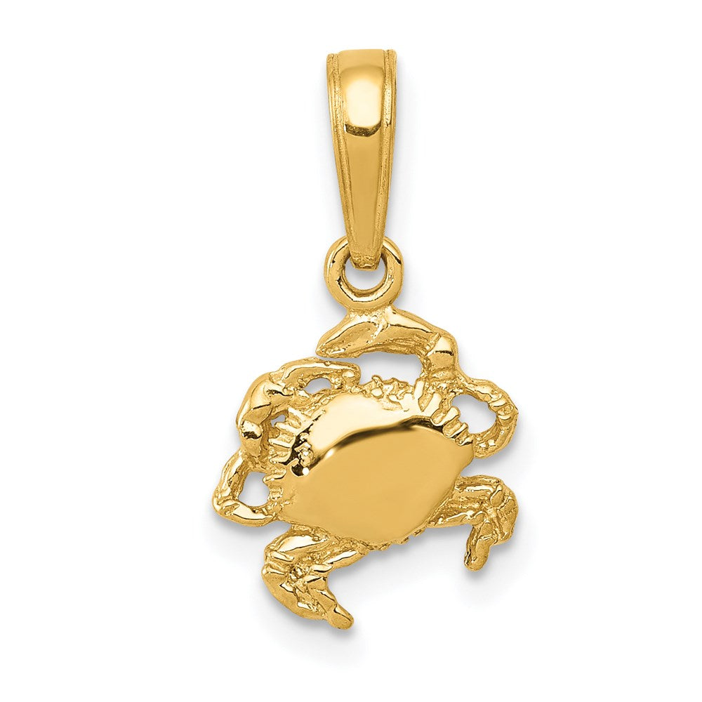 14k Yellow Gold Crab Pendant, 9mm, Item P9472 by The Black Bow Jewelry Co.