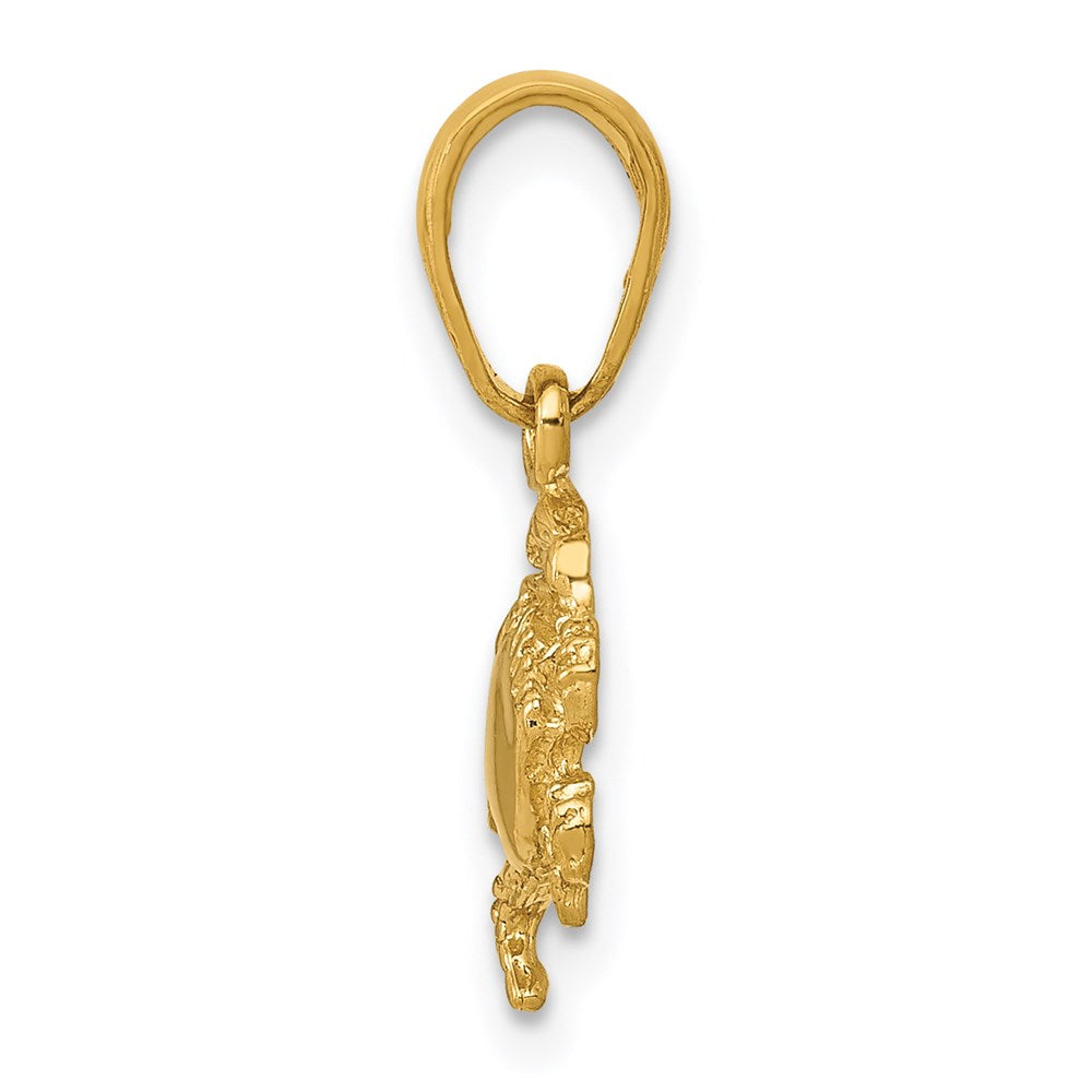 Alternate view of the 14k Yellow Gold Crab Pendant, 9mm by The Black Bow Jewelry Co.