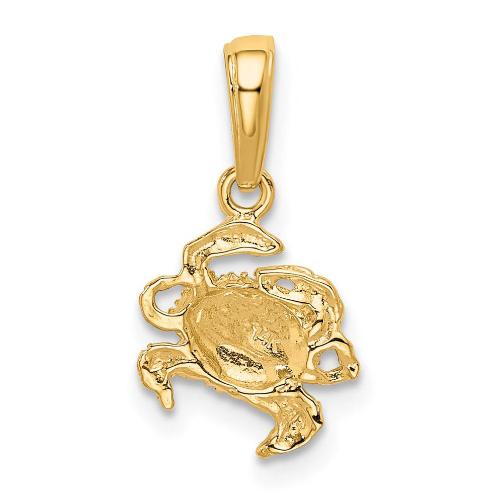 Alternate view of the 14k Yellow Gold Crab Pendant, 9mm by The Black Bow Jewelry Co.