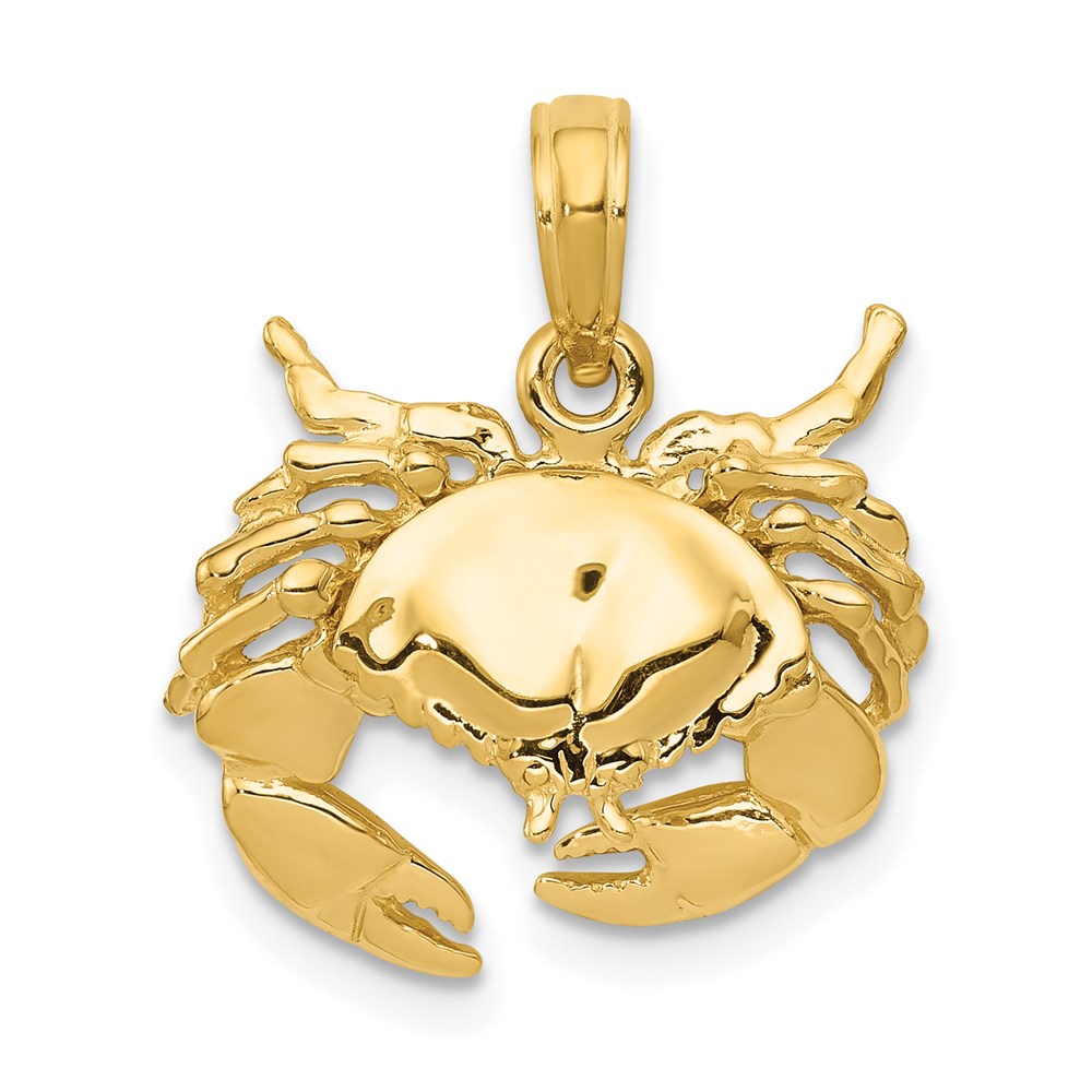14k Yellow Gold Stone Crab Pendant, 16mm, Item P9474 by The Black Bow Jewelry Co.