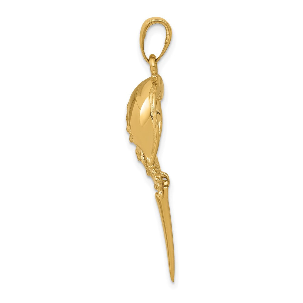 Alternate view of the 14k Yellow Gold Moveable Horseshoe Crab Pendant by The Black Bow Jewelry Co.