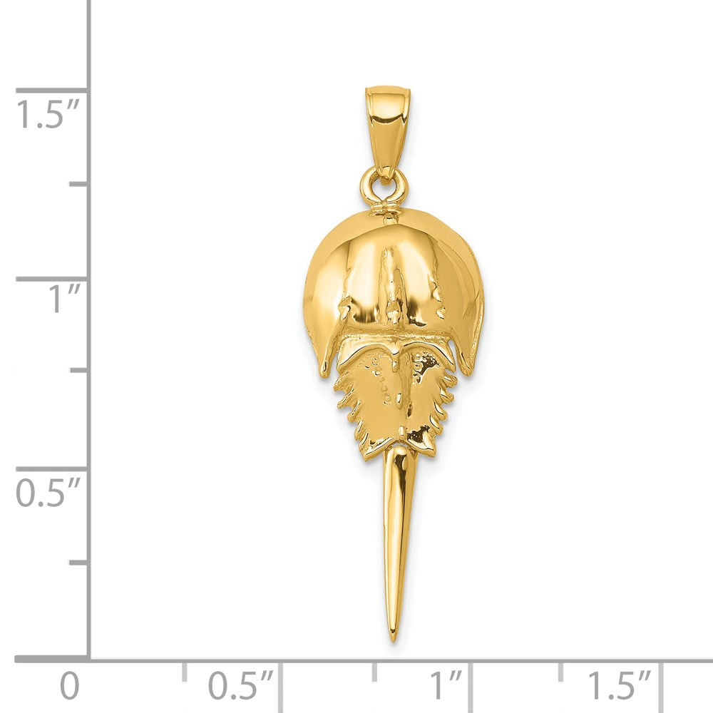 Alternate view of the 14k Yellow Gold Moveable Horseshoe Crab Pendant by The Black Bow Jewelry Co.