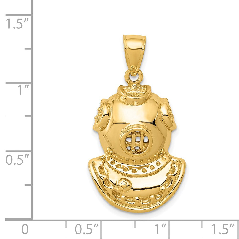 Alternate view of the 14k Yellow Gold Diving Helmet Pendant by The Black Bow Jewelry Co.