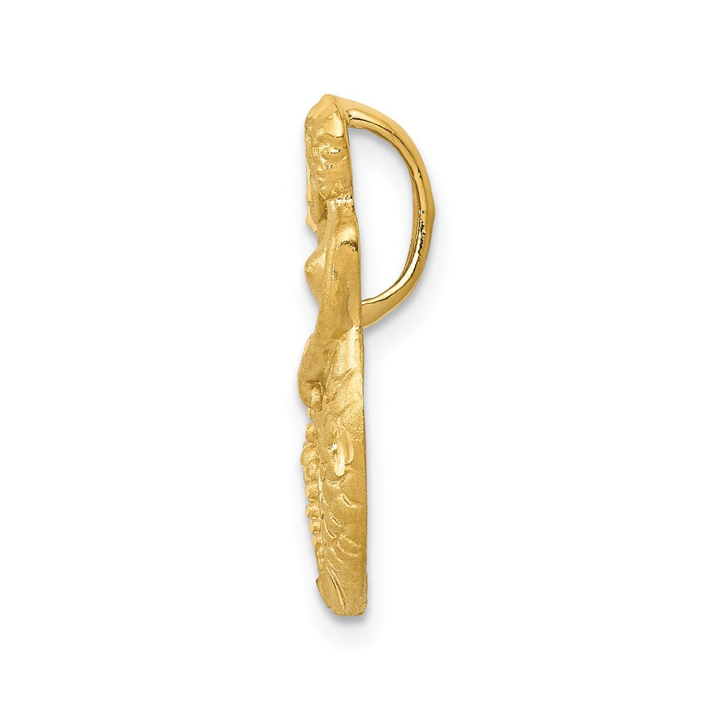 Alternate view of the 14k Yellow Gold Diamond Cut Mermaid with Sea Star Pendant by The Black Bow Jewelry Co.