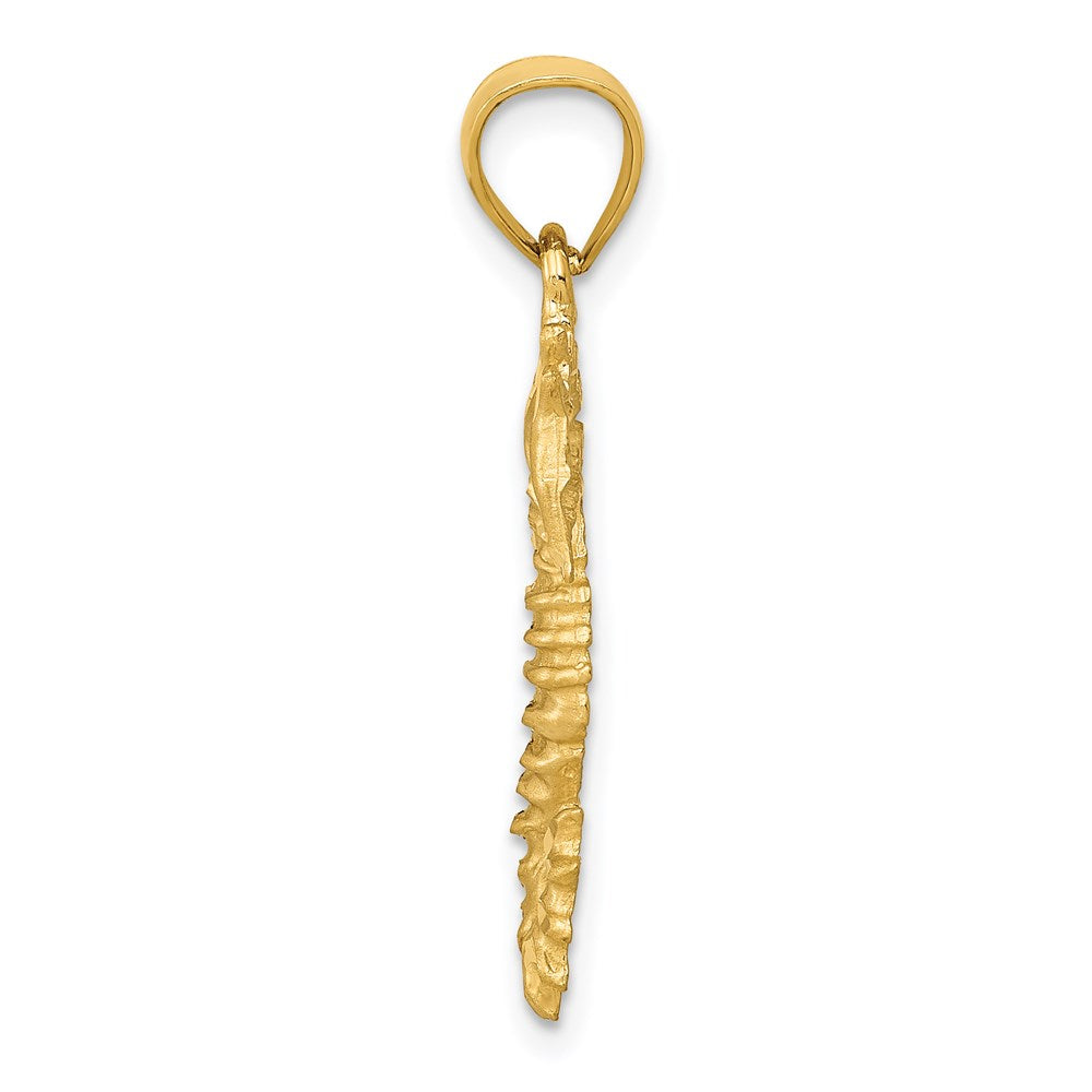 Alternate view of the 14k Yellow Gold Diamond Cut Satin Seahorse Pendant by The Black Bow Jewelry Co.