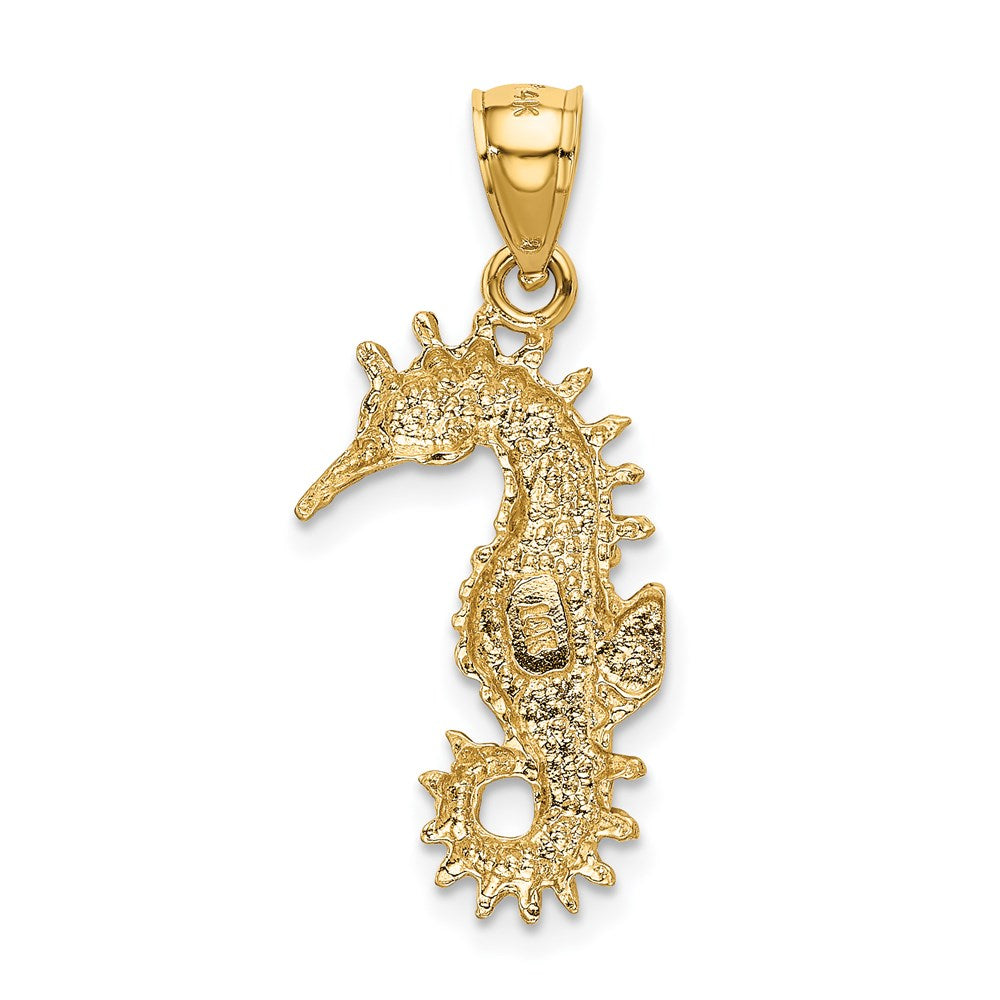 Alternate view of the 14k Yellow Gold Diamond Cut Satin Seahorse Pendant by The Black Bow Jewelry Co.