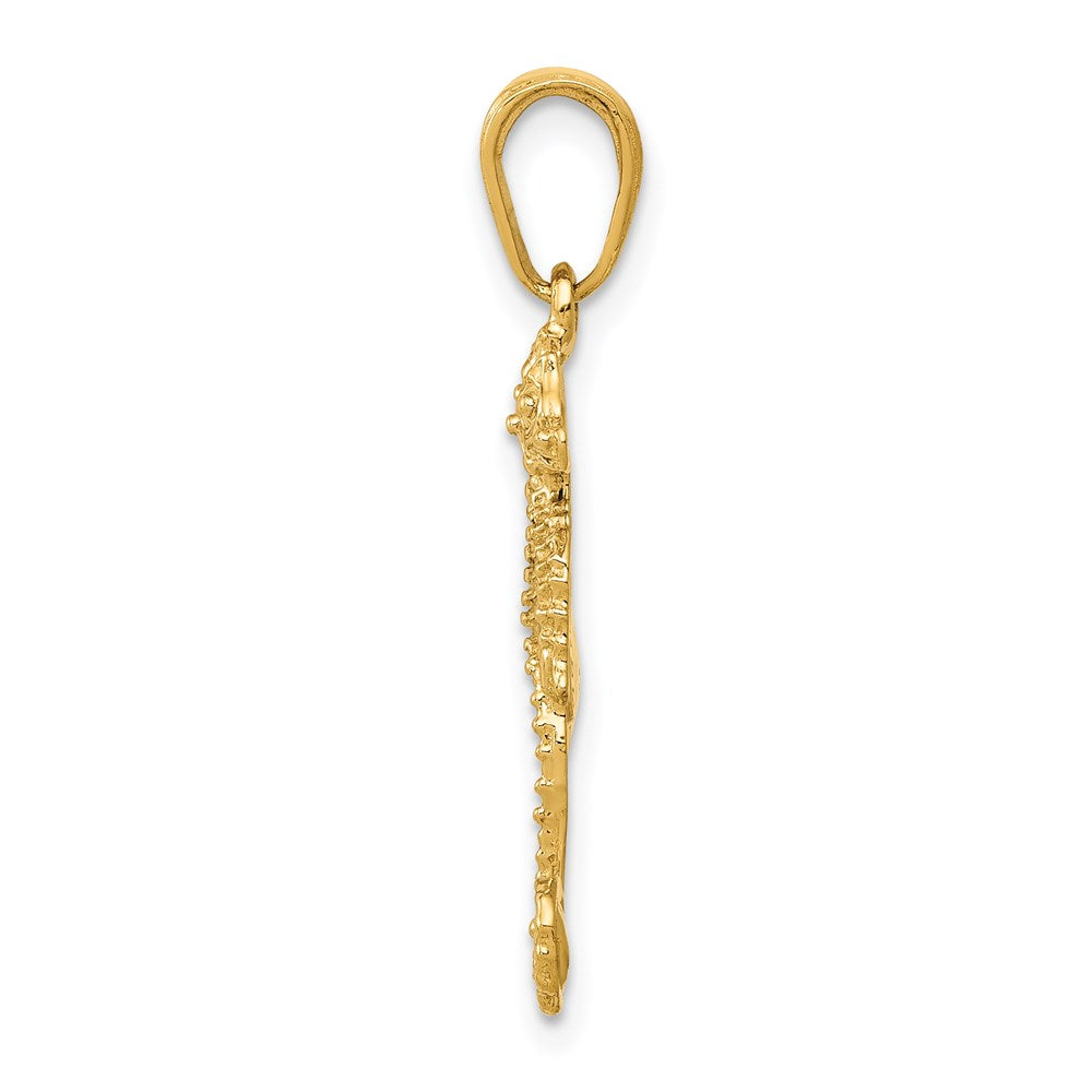 Alternate view of the 14k Yellow Gold 2D Seahorse Pendant by The Black Bow Jewelry Co.
