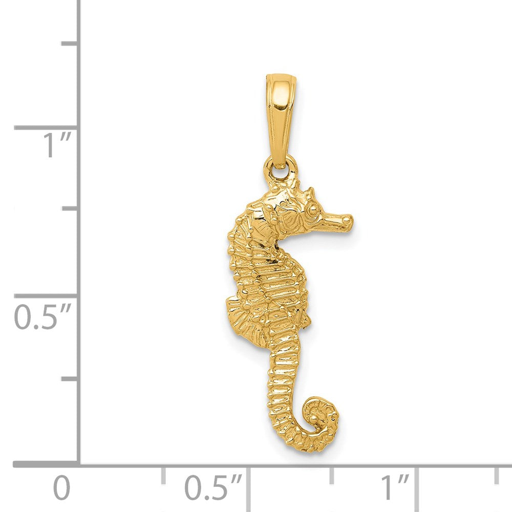 Alternate view of the 14k Yellow Gold 2D Seahorse Pendant by The Black Bow Jewelry Co.
