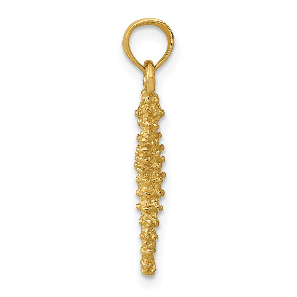 Alternate view of the 14k Yellow Gold 22mm 3D Textured Seahorse Pendant by The Black Bow Jewelry Co.