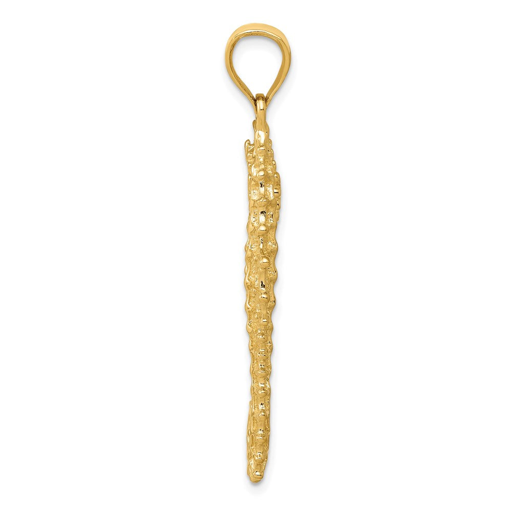 Alternate view of the 14k Yellow Gold Large Textured Seahorse Pendant by The Black Bow Jewelry Co.