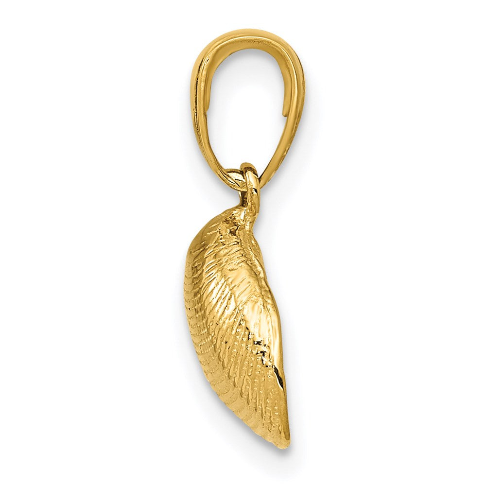 Alternate view of the 14k Yellow Gold Small Textured Clam Shell Pendant by The Black Bow Jewelry Co.