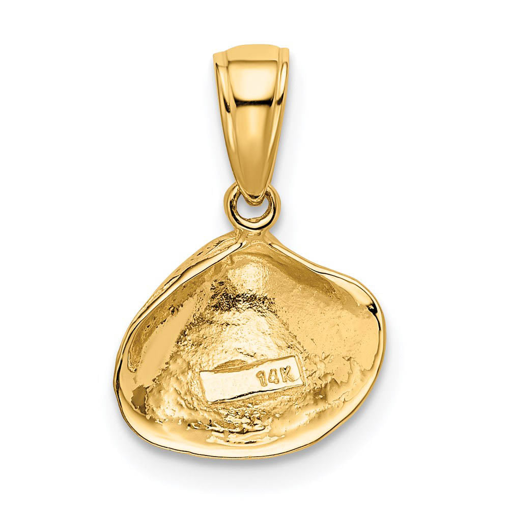 Alternate view of the 14k Yellow Gold Small Textured Clam Shell Pendant by The Black Bow Jewelry Co.