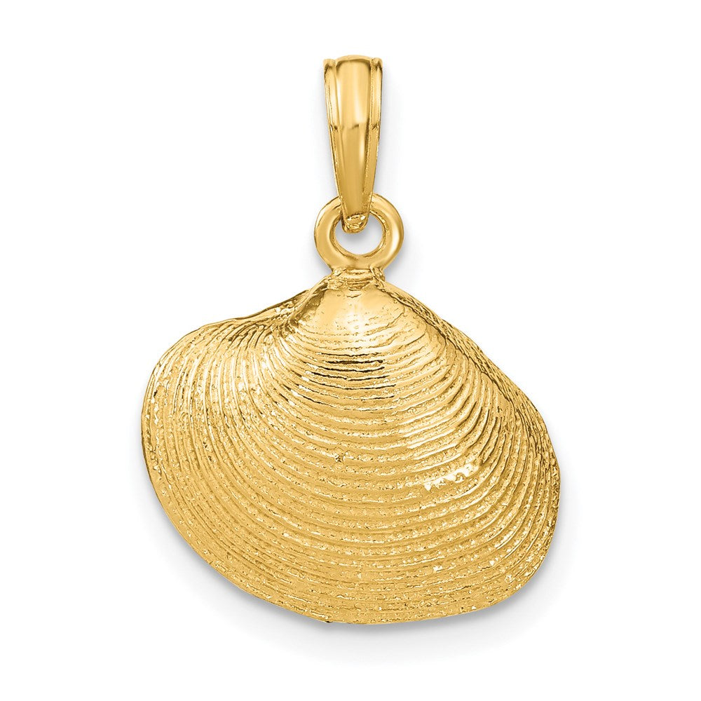 14k Yellow Gold Medium Textured Clam Shell Pendant, Item P9530 by The Black Bow Jewelry Co.