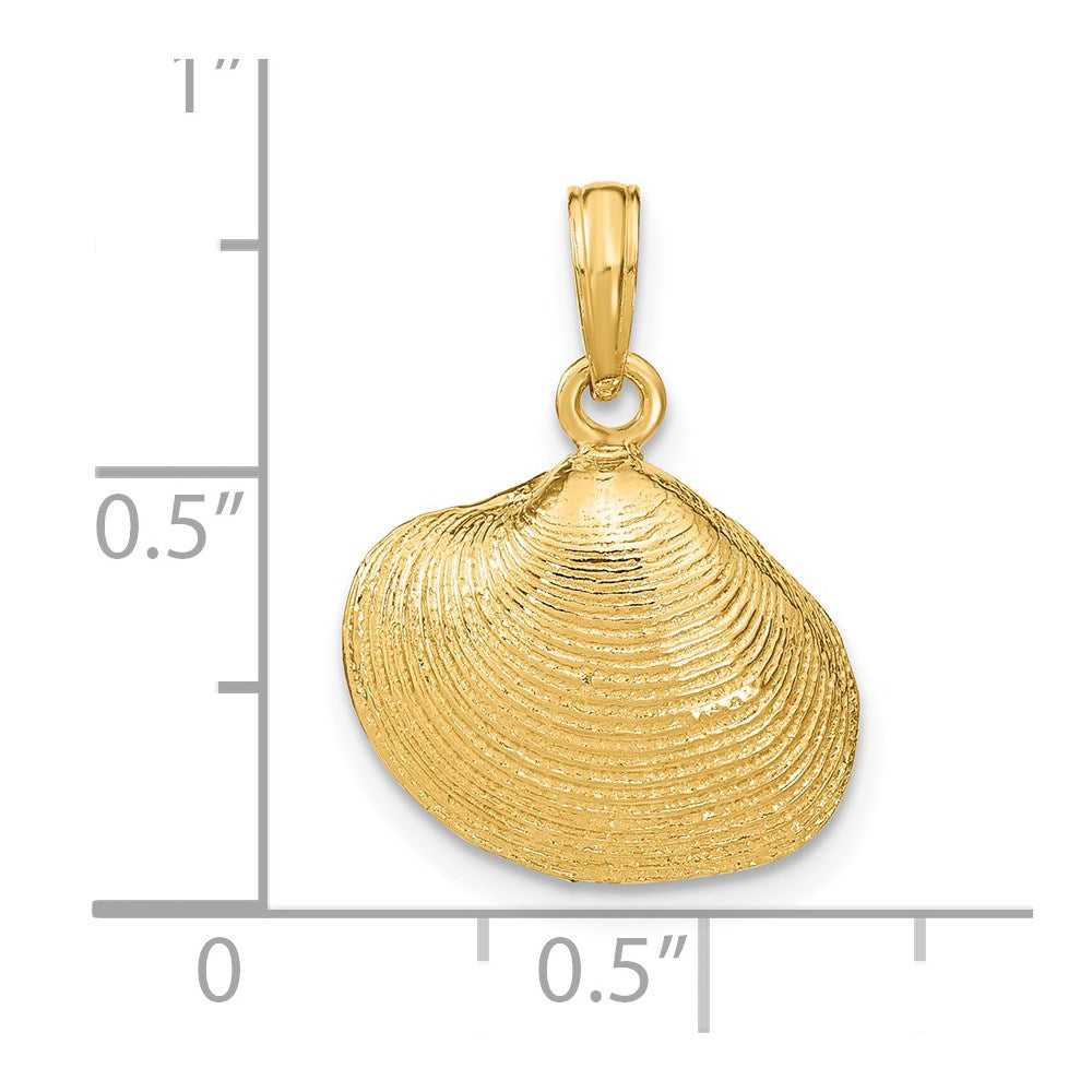 Alternate view of the 14k Yellow Gold Medium Textured Clam Shell Pendant by The Black Bow Jewelry Co.