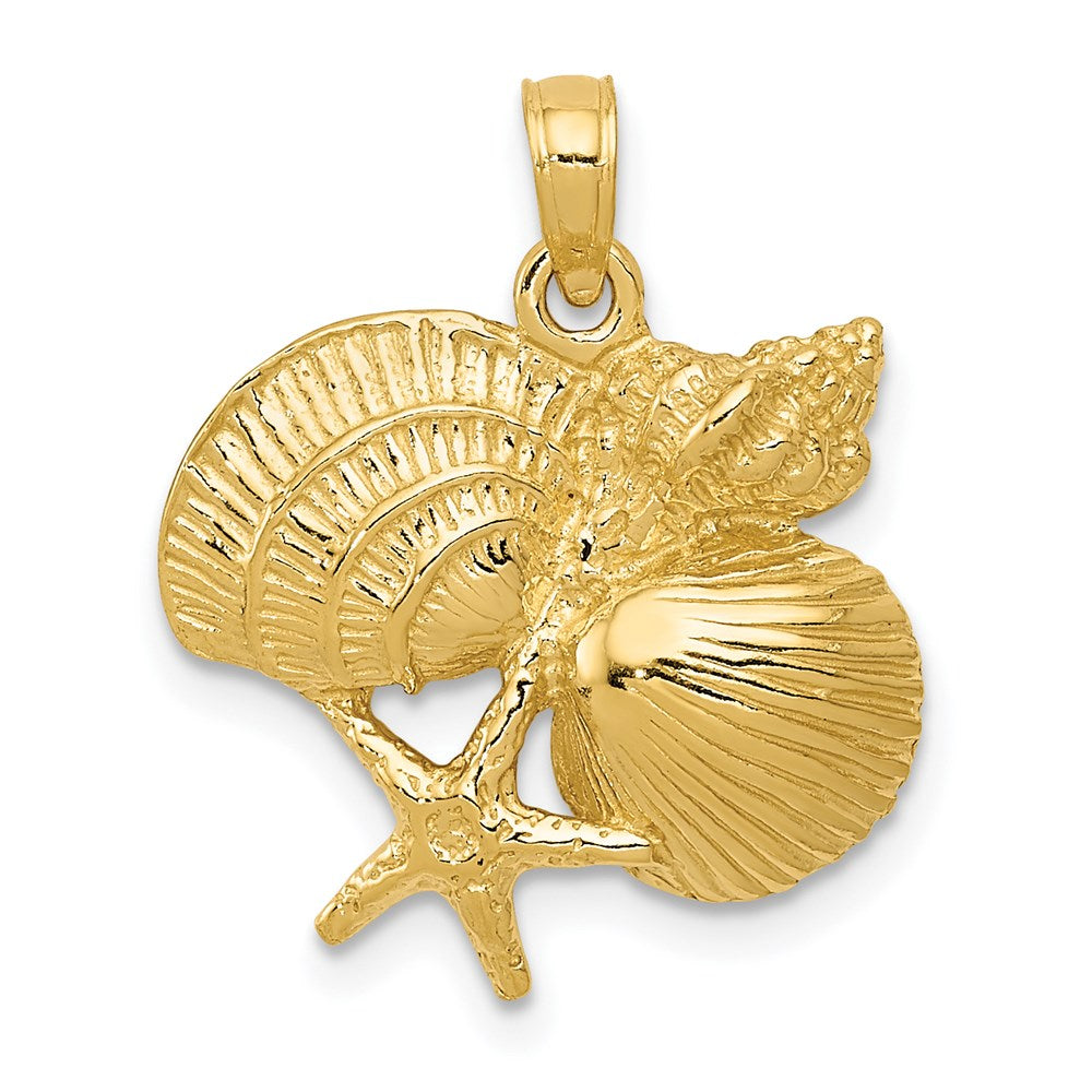 14k Yellow Gold Shell Cluster Pendant, Item P9531 by The Black Bow Jewelry Co.