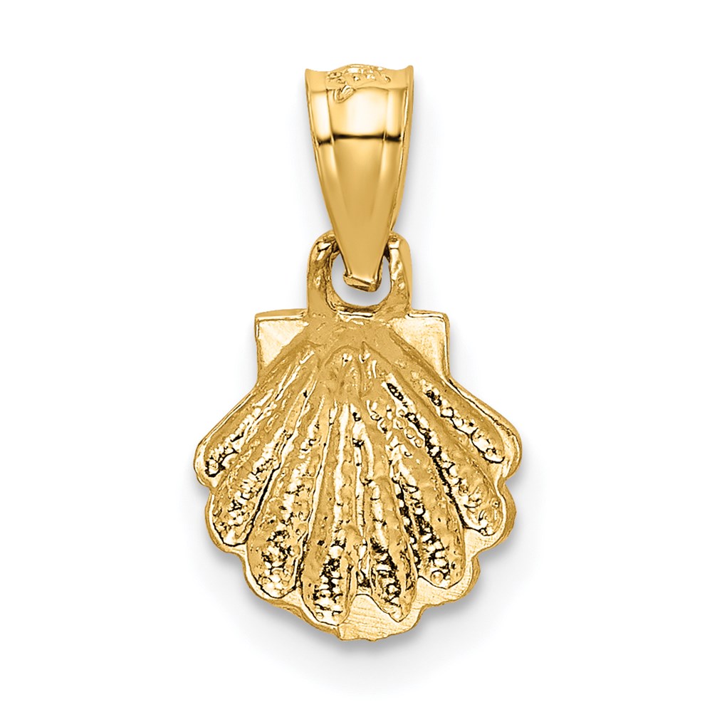 Alternate view of the 14k Yellow Gold Diamond Cut Scallop Shell Pendant by The Black Bow Jewelry Co.
