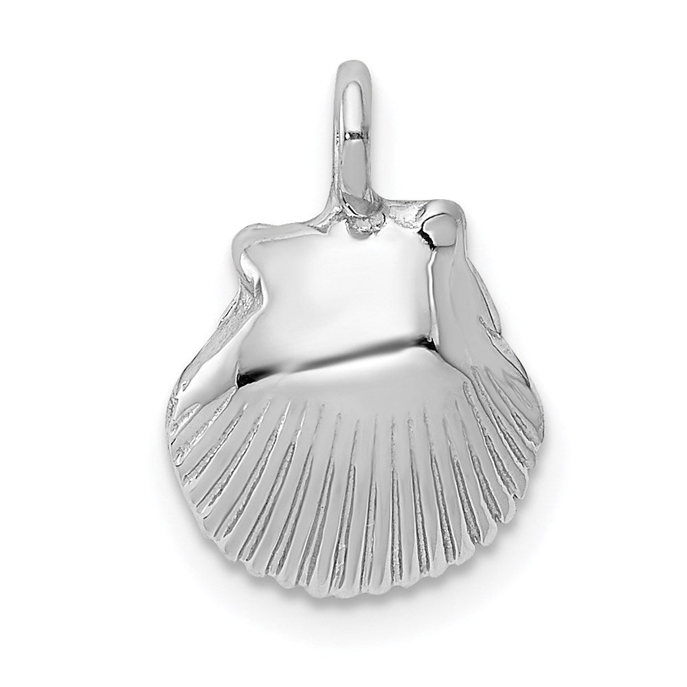 14k White Gold Open Back Seashell Pendant, Item P9534 by The Black Bow Jewelry Co.