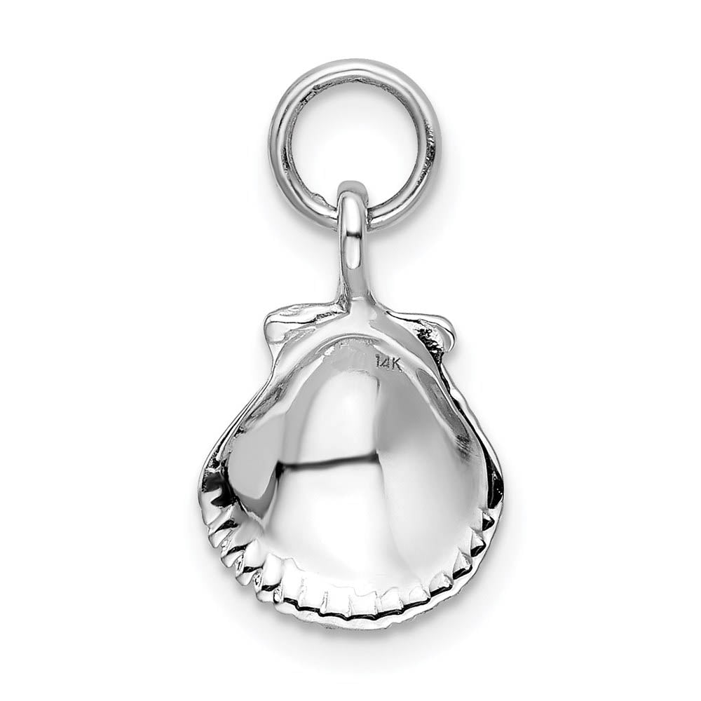 Alternate view of the 14k White Gold Open Back Seashell Pendant by The Black Bow Jewelry Co.