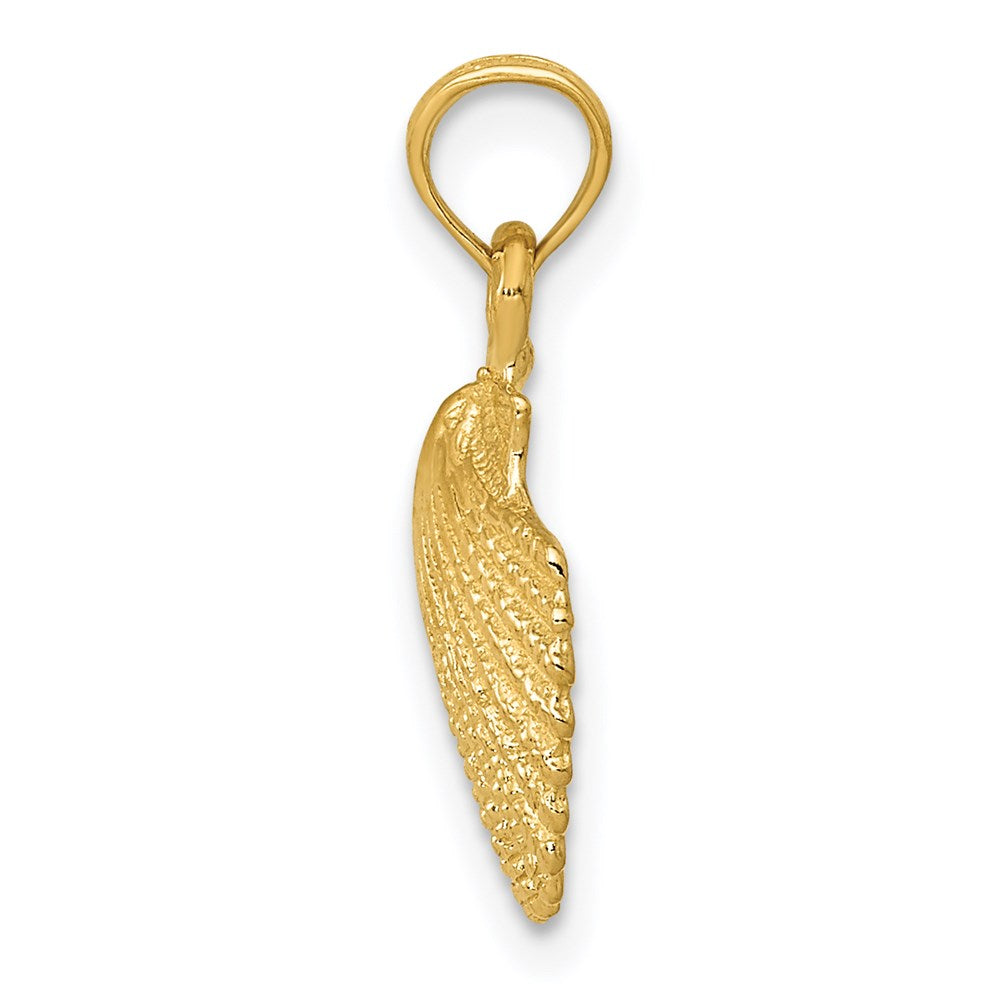 Alternate view of the 14k Yellow Gold Polished Scallop Shell Pendant by The Black Bow Jewelry Co.