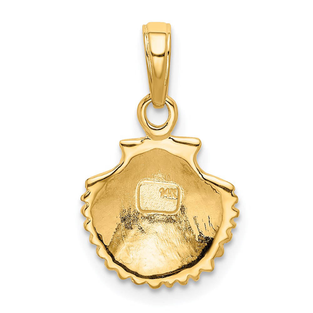 Alternate view of the 14k Yellow Gold Polished Scallop Shell Pendant by The Black Bow Jewelry Co.