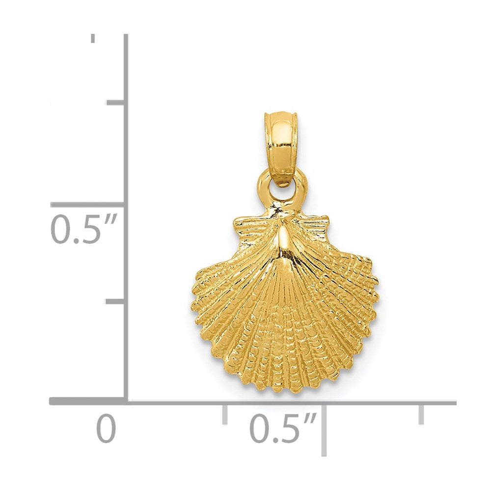 Alternate view of the 14k Yellow Gold Polished Scallop Shell Pendant by The Black Bow Jewelry Co.